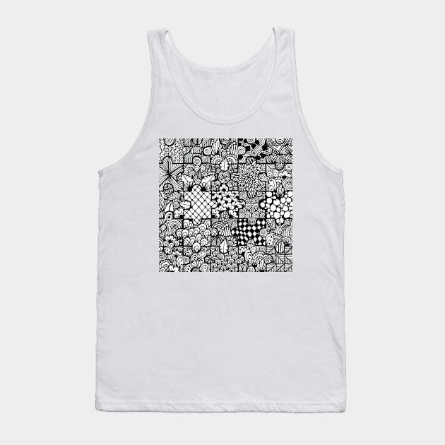 Monochrome Zentangle/Mandala Jigsaw Tank Top by TheHermitCrab